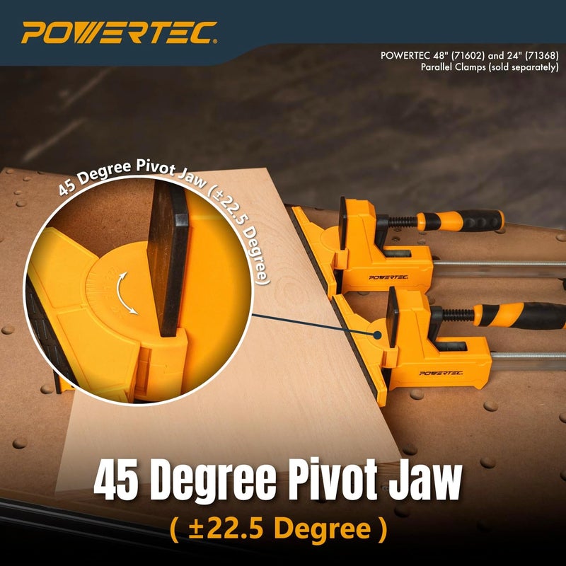 POWERTEC Swivel Jaws for Parallel Clamps, 2 Pack - Add-On Pivot Jaws for Irregular Shapes, Cabinet Door & Frame Gluing, Compatible with Most Standard Parallel Clamps (72156) - Image 4
